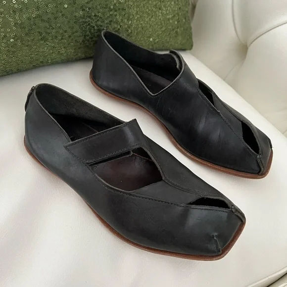 Cydwoq Black Leather Flat Shoes – EU 36 (Fits US 6.5) - Picture 5 of 10